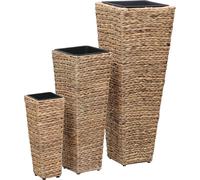 Maison Exclusive - Jardinières, ensemble de 3 pièces, en fibres de water hyacinth, couleur marron