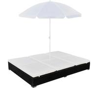 Maison Exclusive - Lit de relaxation d'extérieur avec parasol, en résine tressée noire