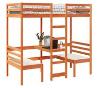 Maison Exclusive - Lit mezzanine avec bureau et chaises brun cire 90x200 cm pin