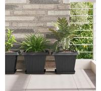 Maison Exclusive - Lot de 6 pots carrés, couleur noire, dimensions : 28,5 x 28,5 x 22 cm