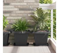 Maison Exclusive - Lot de 6 pots carrés pour plantes, couleur noire, dimensions : 38 x 38 x 30 cm