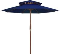 Maison Exclusive - Parasol à double toile et mât en bois, bleu, 270 cm