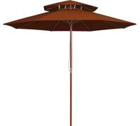 Maison Exclusive - Parasol à double toile et mât en bois, couleur terre cuite, 270 cm