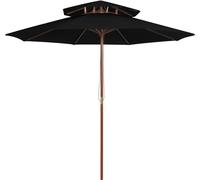 Maison Exclusive - Parasol à double toile et mât en bois, noir, 270 cm