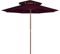 Maison Exclusive - Parasol à double toile et mât en bois, rouge bordeaux, 270 cm