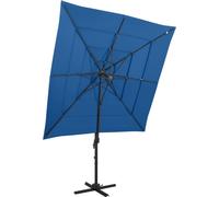 Maison Exclusive - Parasol à mât en aluminium, toile 4 couches, bleu azur, 250 x 250 cm