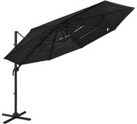 Maison Exclusive - Parasol à mât en aluminium, toile 4 couches, noir, 3 x 3 m