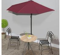 Maison Exclusive - Parasol avec balcon, mât en aluminium, couleur bordeaux, dimensions 270x144x222 cm, forme semi-circulaire