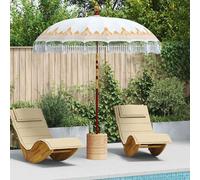 Maison Exclusive - Parasol balinais avec base, couleur crème, dimensions : 215 x 215 x 260 cm