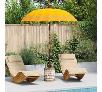 Maison Exclusive - Parasol balinais avec base, couleur jaune, dimensions 185 x 185 x 260 cm