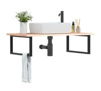 Maison Exclusive - Plan de toilette avec support en acier et bois massif de chêne