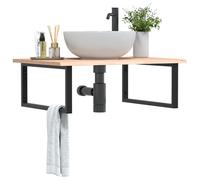Maison Exclusive - Plan de toilette avec support en acier et bois massif de chêne