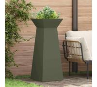 Maison Exclusive - Pot de plante sur pied, vert olive, 40 x 40 x 100 cm, en acier laminé à froid