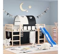 Maison Exclusive - Rideaux pour lit mezzanine avec tunnel, en polyester blanc et noir