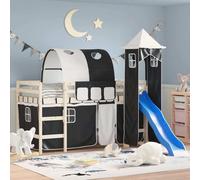 Maison Exclusive - Rideaux pour lit mezzanine avec tunnel et tour Blanc et noir