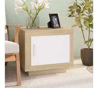 Maison Exclusive - Table basse blanche et chêne Sonoma 51x50x45 cm Matériau dérivé du bois