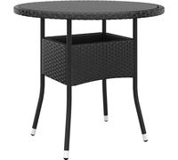 Maison Exclusive - Table de jardin Ø 80 x 75 cm en verre trempé et polyrotin noir
