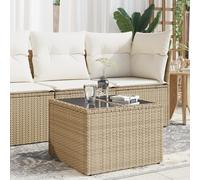 Maison Exclusive - Table de jardin avec plateau en verre Beige 55x55x37 cm Poly Rotin