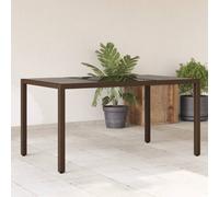 Maison Exclusive - Table de jardin avec plateau en verre marron 150x90x75 cm Poly Rattan