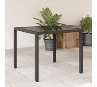 Maison Exclusive - Table de jardin avec plateau en verre noir 90x90x75 cm Poly Rattan