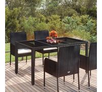 Maison Exclusive - Table de jardin dessus en verre Noir 150x90x75cm Résine tressée