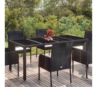 Maison Exclusive - Table de jardin dessus en verre Noir 190x90x75cm Résine tressée