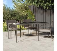 Maison Exclusive - Table de jardin grise 190 x 90 x 75 cm en verre trempé et rotin synthétique