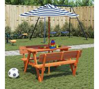 Maison Exclusive - Table de pique-nique pour 4 enfants avec parasol, en bois massif de sapin