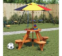 Maison Exclusive - Table de pique-nique pour 4 enfants avec parasol rond en bois de sapin