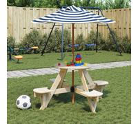 Maison Exclusive - Table de pique-nique pour 4 enfants avec parasol rond en bois de sapin