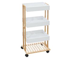 Maison Futée - Desserte à roulettes Bambou avec étagère 3 bacs pour Cuisine et Salle de Bain