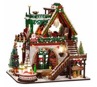 Maison miniature kit de construction - Chalet de Noël - Éclairage LED - Boîte à musique - Pour bibliothèque, table ou bureau