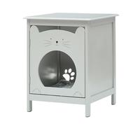 Maison pour chats, caverne pour chats table de nuit table d'appoint pour la maison, cage pour animaux domestiques table d'appoint maison pour animaux domestiques avec porte Gris