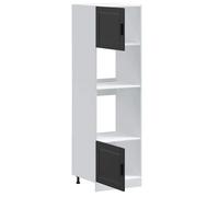 ""Maison Soldes""Armoire Bas（Cabinet/Armoire Placard）- Armoires de four/Colonne micro-ondes 2 pcs Porto noir bois d'ingénierie Moderne