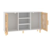 ""Maison Soldes""Buffet bas/vitrine - Cabinet/Armoire Placard, Blanc 105x30x60cm Bois de pin massif et rotin naturel N