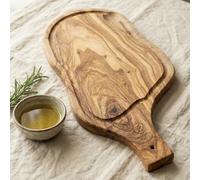 Maison Zayt - Planche Apéro en Bois d'Olivier avec Manche 40cm - Plateau Présentation Charcuterie Fromage Tapas - Fait Main - Idée Cadeau Cuisine Originale