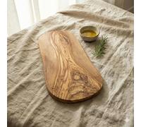 Maison Zayt - Planche de Présentation Apéritif en Bois d'Olivier Massif - Plateau Charcuterie Fromage Tapas 40cm - Design Live Edge Bord Naturel - Artisanat Tunisien - Idée Cadeau Originale