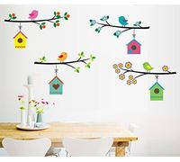 Maisons d'oiseaux Oiseaux sur les branches Sticker mural autocollants bébé enfants maison décor élégant moderne fleurs vie chambre chambre à coucher décoration pépinière autocollant autocollants