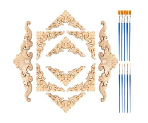 MAIXINNEW Lot de 10 Moulure Bois Sculpté Angle | Bois Sculpté Decoratif, Applique Murale Moulure pour Portes, Plans de Travail de Cuisine et Étagères