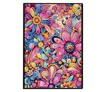 MaiYiYi Mandala Colorful Floral Diamond Painting Art Notebook | Carnet de croquis vierge en similicuir avec strass 5D, 20,78 x 14,48 cm