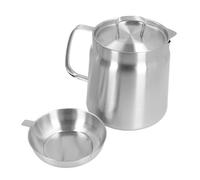 Majatou Carafe Filtrante à Huile en Acier Inoxydable 304, avec Crépine, | Séparateur D'huile de Grande capacité de 1,5 L/2 L, Passoire à Mailles Fines, Poignée Ergonomique, Stocke et Réutilise
