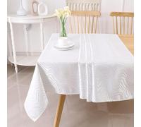 Majestic Giftware Nappe en Polyester pour Tables rectangulaires | (70/144) - TC1348 - Nappe de Table à Manger en Jacquard argenté avec Ourlet ondulé | Nappe décorative Lavable pour Cuisine, Salle à