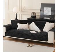 MAJINGC Housse de canapé en Flanelle Lavable 45X45cm Nouvelle Housse de Coussin pour canapé sectionnel, antidérapante (1, 2, 3, 4 Places) - Forme de L Noir
