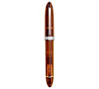 Majohn V60 Stylo-plume triangulaire à piston, pointe fine, en résine marron transparent avec coffret cadeau