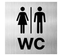 Major and More Panneau WC avec tampon adhésif Pictogramme Panneau WC Toilettes invités Dibond/Aluminium 3 mm 12 cm x 12 cm (Femme/Homme)