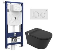 Major&Maker Black Pearl + Coral White wc lavant avec bâti-support suspendue sans collerette noir 4030FS200302W