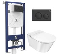 Major&Maker Deluxe A + Coral Black wc douche avec cadre et bouton suspendue sans collerette blanc 4020FWS200302B