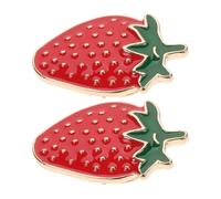 MAJORMENCH Broche Fraise pour Vêtements en Alliage de Zinc, Lot de 2pcs, Style Simple, Effet Décoratif, Résistante la Chute, pour Femmes, pour Anniversaire et Noël