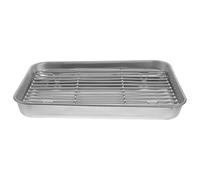 MAJORMENCH Plaque Rectangulaire avec Maille Filtrante en Acier Inoxydable Plateau Multifonction à Fond Plat pour Rôtir et Griller pour Cuisson et Barbecue