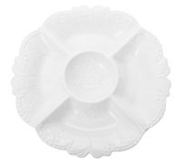 MAJORMENCH Plat de Service à Dessert en Céramique Blanc Surface Lisse et Design Simple, Porte-dessert Naturel et Élégant pour Fruits et Collations